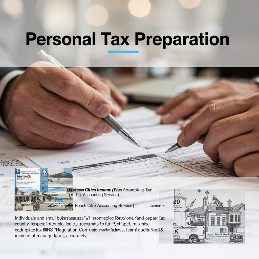 Beach Cities Income Tax professional reviewing personal tax documents with a client in Hermosa Beach